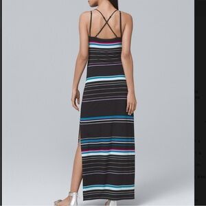 White House Black Market Black Striped Maxi Sundress Size Large